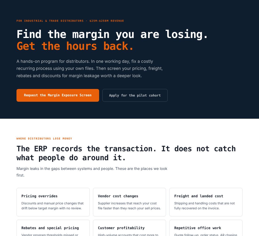 Preview of the Distributor program page